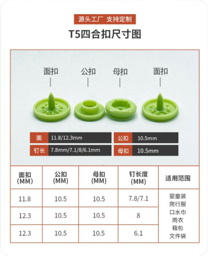 T5 四合扣尺寸图
