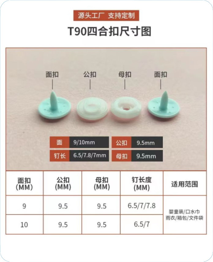 T90 四合扣尺寸图