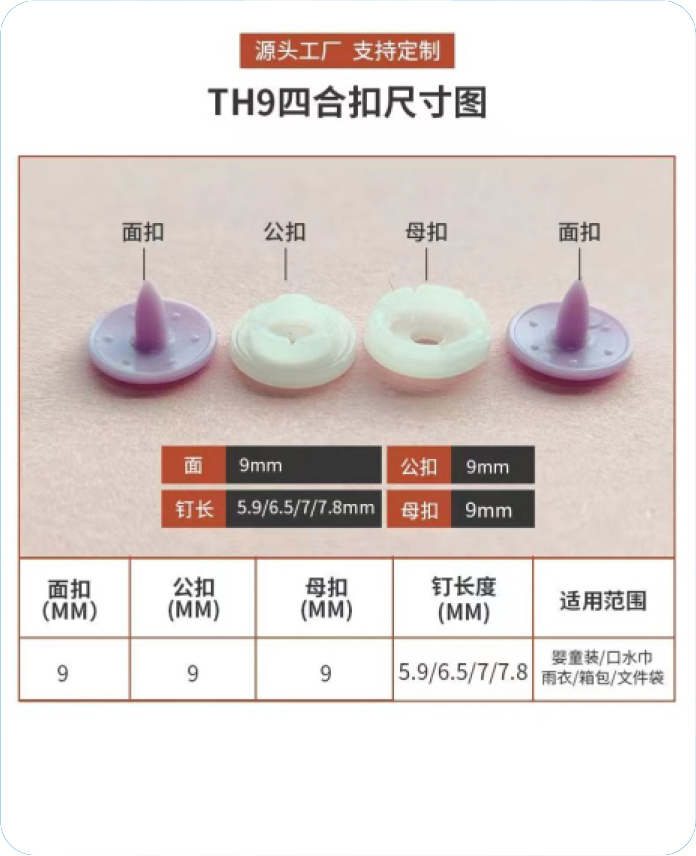 TH9 四合扣尺寸图